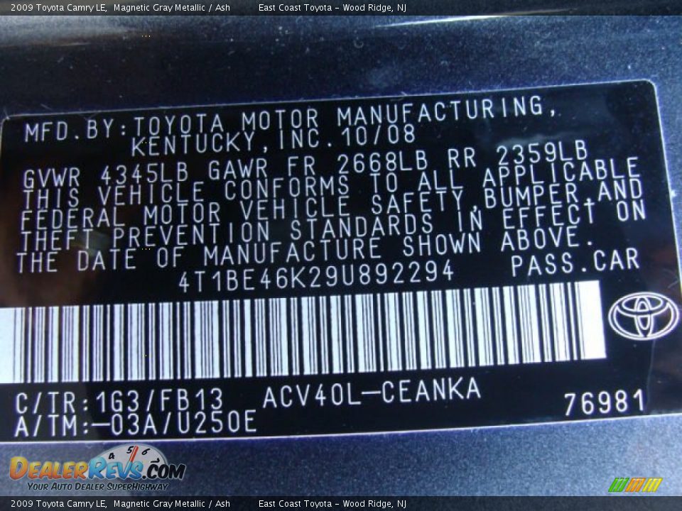 2009 Toyota Camry LE Magnetic Gray Metallic / Ash Photo #15