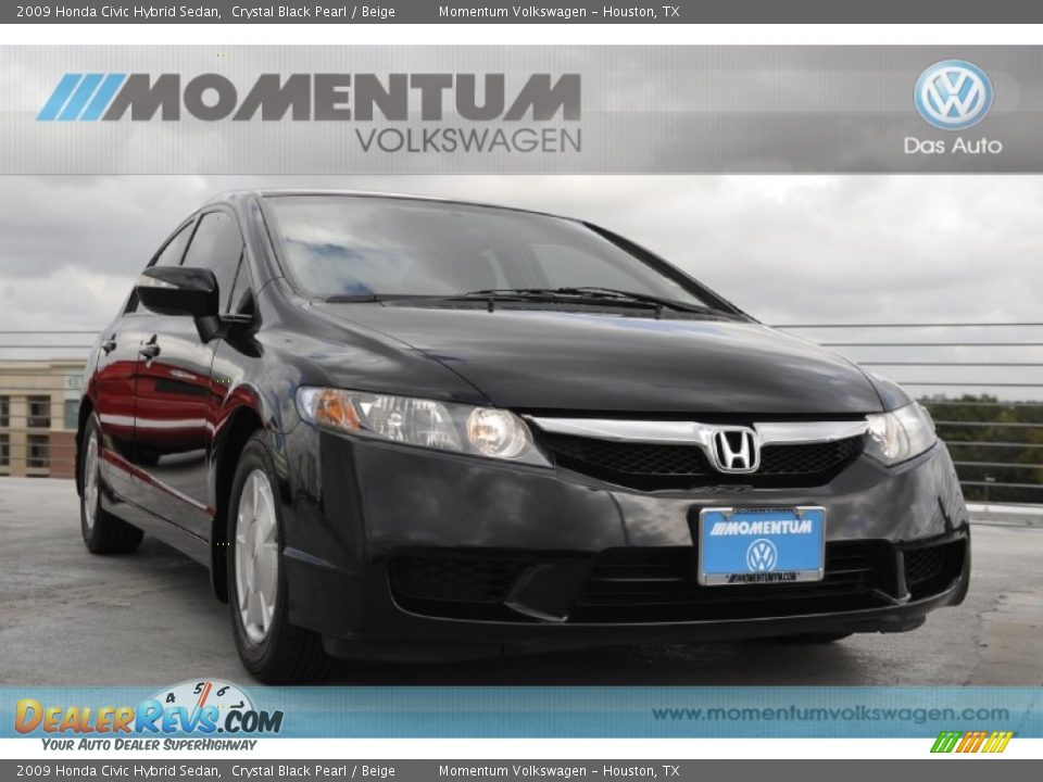 2009 Honda Civic Hybrid Sedan Crystal Black Pearl / Beige Photo #1