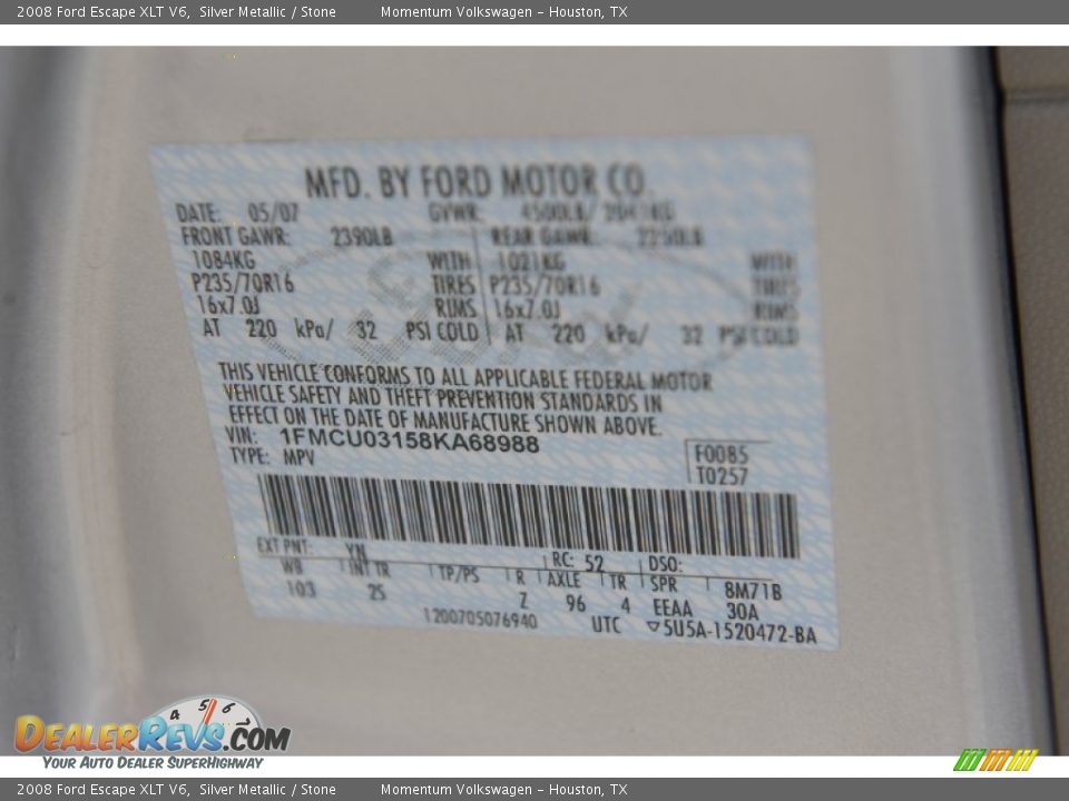 2008 Ford Escape XLT V6 Silver Metallic / Stone Photo #8