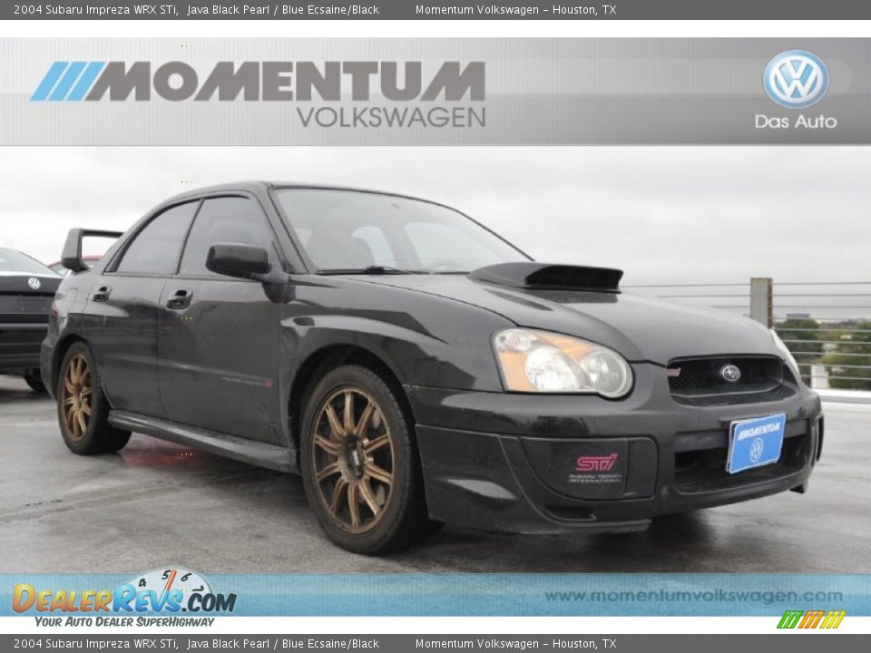 2004 Subaru Impreza WRX STi Java Black Pearl / Blue Ecsaine/Black Photo #1