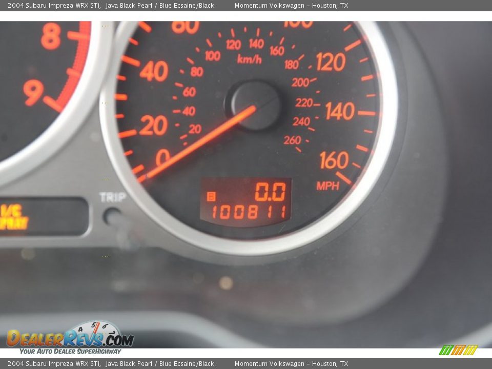 2004 Subaru Impreza WRX STi Java Black Pearl / Blue Ecsaine/Black Photo #7