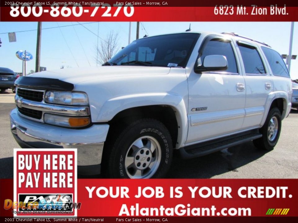 2003 Chevrolet Tahoe LS Summit White / Tan/Neutral Photo #1