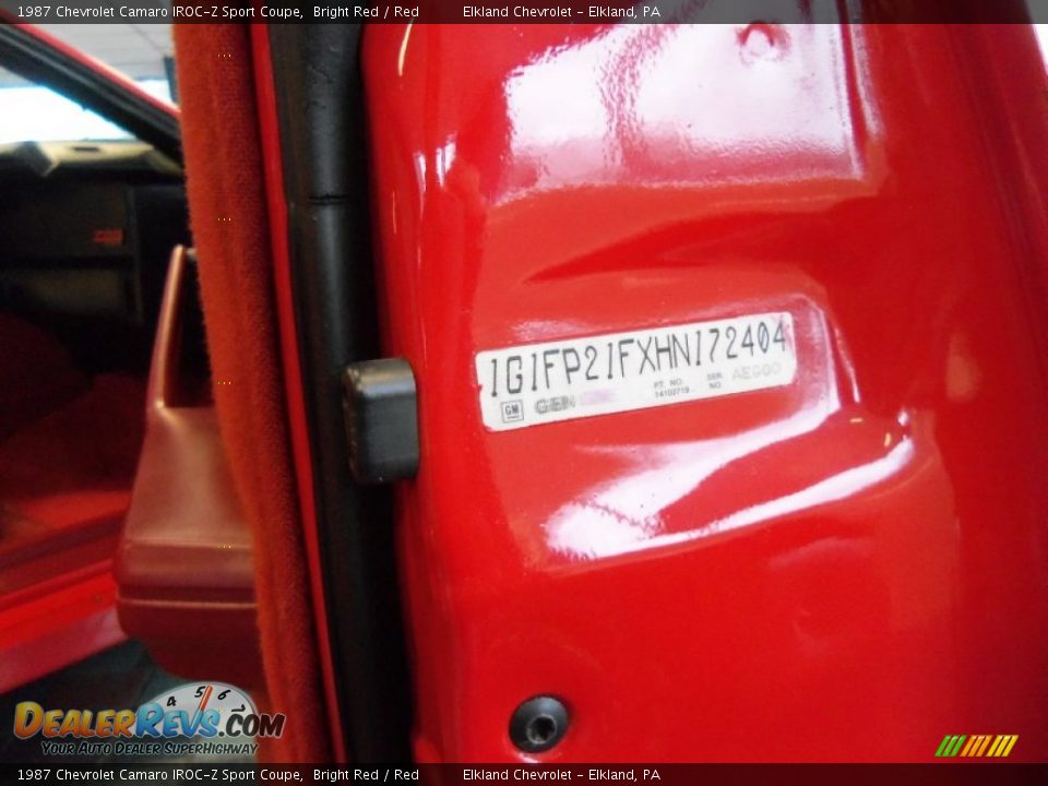 1987 Chevrolet Camaro IROC-Z Sport Coupe Bright Red / Red Photo #25