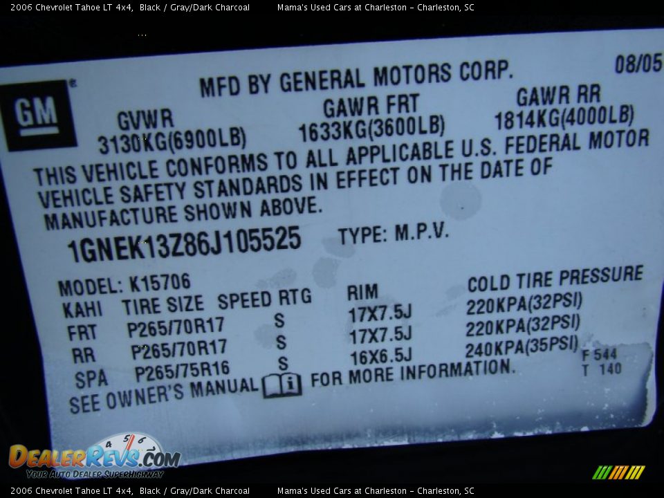 2006 Chevrolet Tahoe LT 4x4 Black / Gray/Dark Charcoal Photo #32