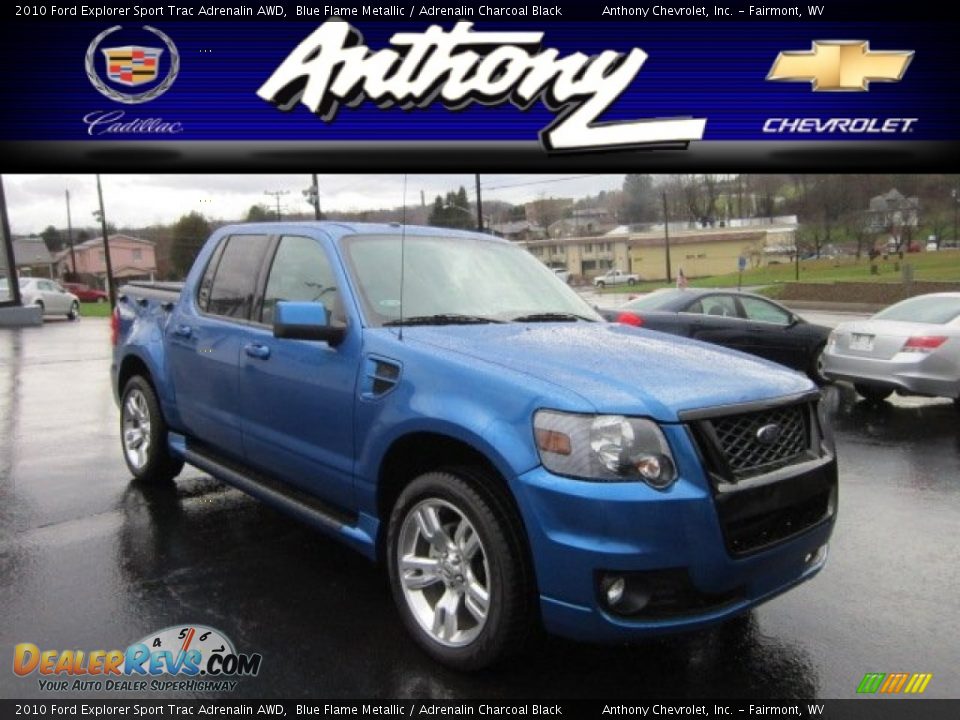 2010 Ford Explorer Sport Trac Adrenalin AWD Blue Flame Metallic / Adrenalin Charcoal Black Photo #1