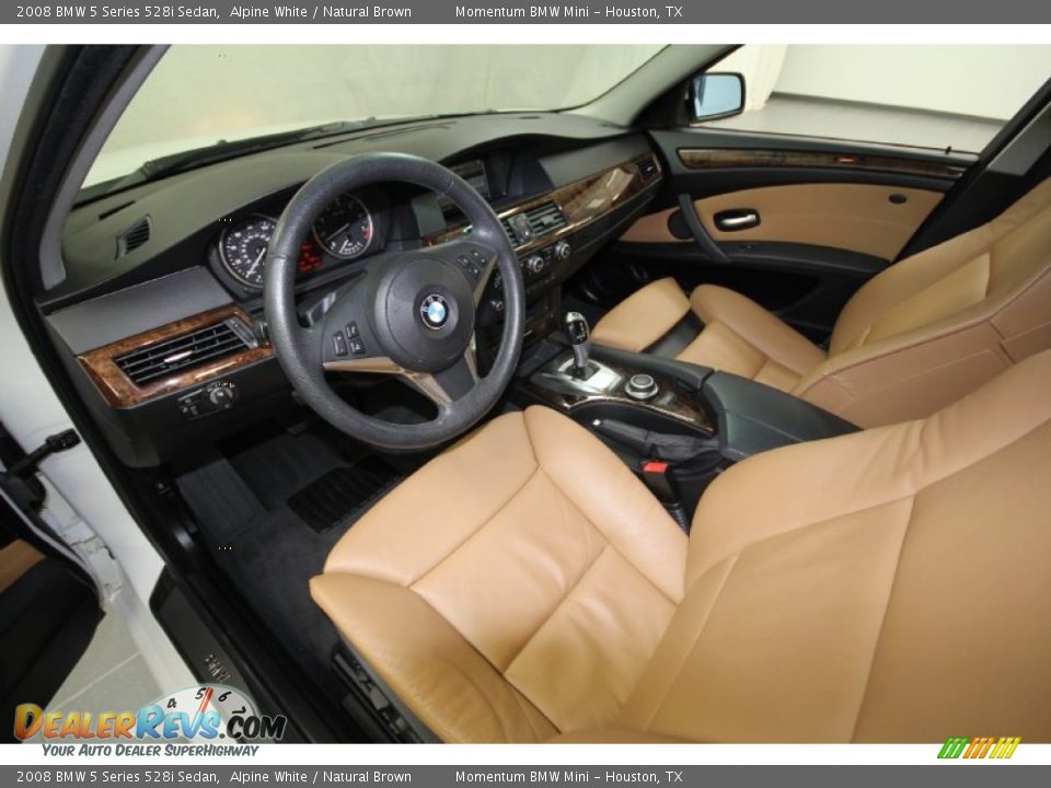 2008 BMW 5 Series 528i Sedan Alpine White / Natural Brown Photo #16