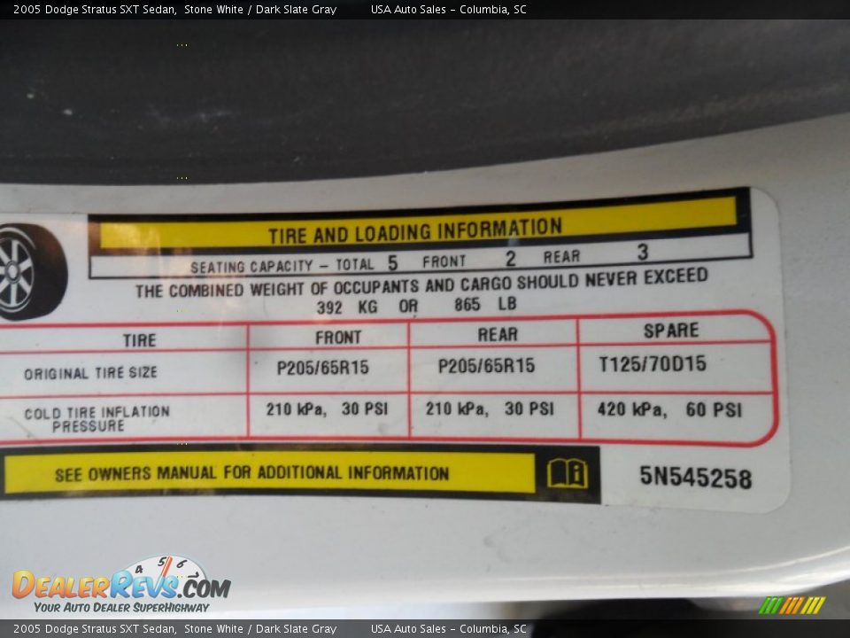 2005 Dodge Stratus SXT Sedan Stone White / Dark Slate Gray Photo #14