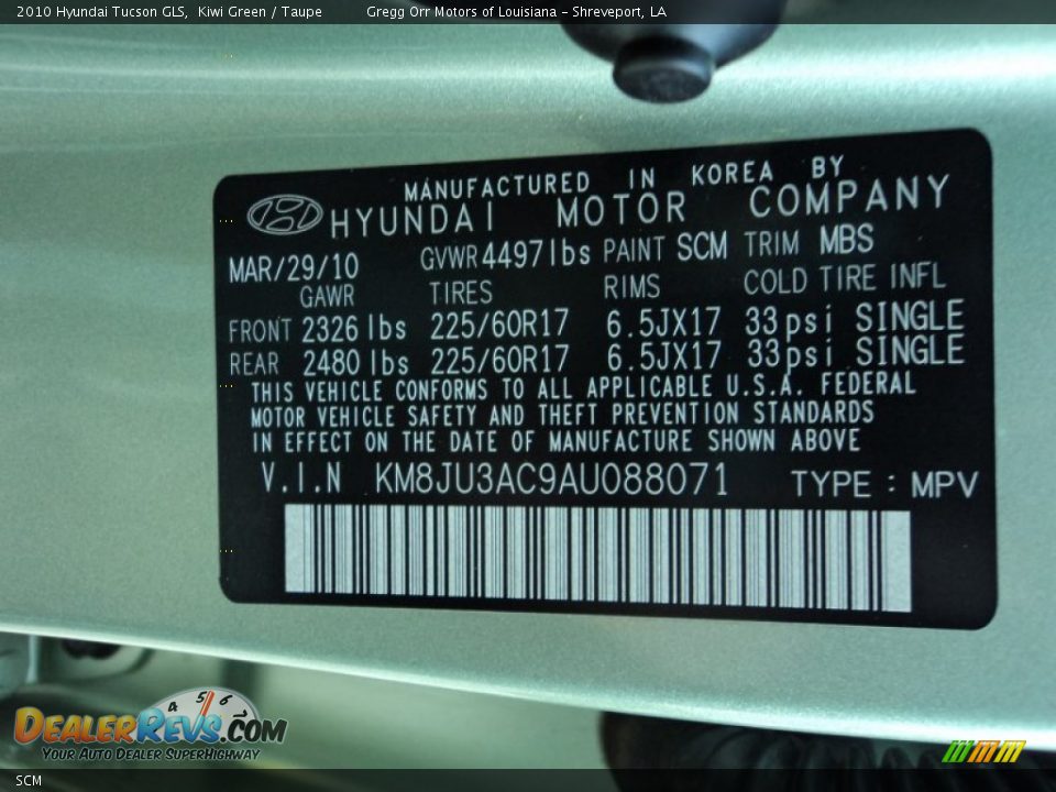 Hyundai Color Code SCM Kiwi Green