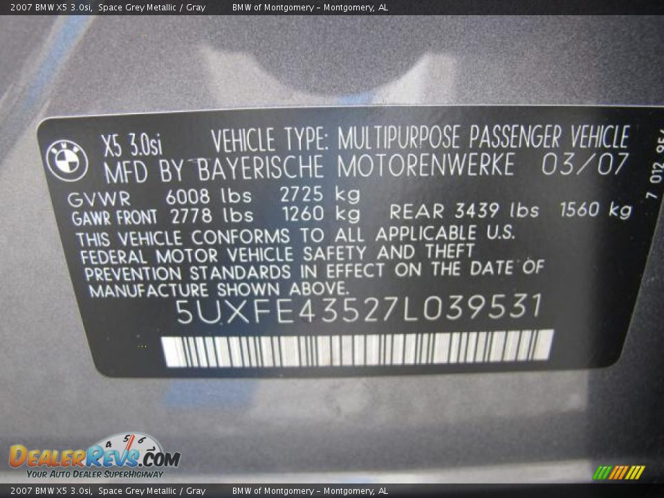 2007 BMW X5 3.0si Space Grey Metallic / Gray Photo #22