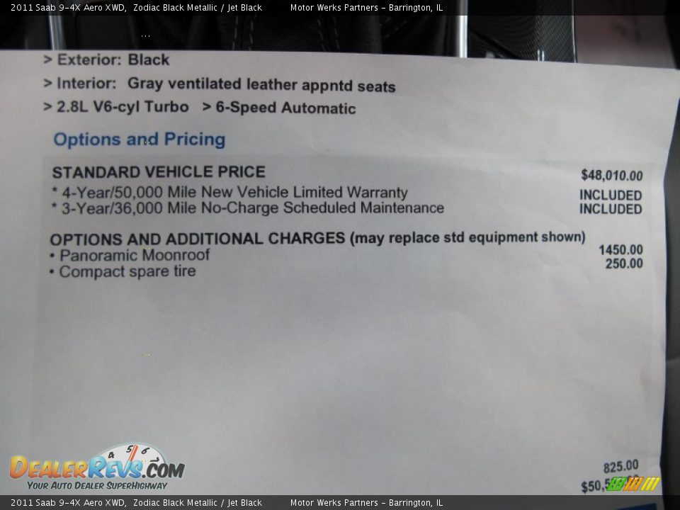 2011 Saab 9-4X Aero XWD Window Sticker Photo #20