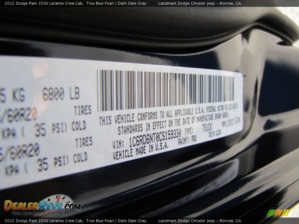 2012 Dodge Ram 1500 Laramie Crew Cab True Blue Pearl / Dark Slate Gray Photo #13