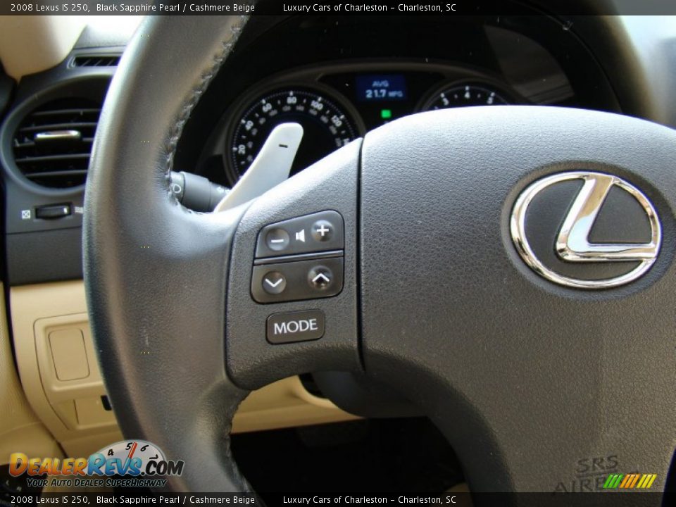 2008 Lexus IS 250 Black Sapphire Pearl / Cashmere Beige Photo #28