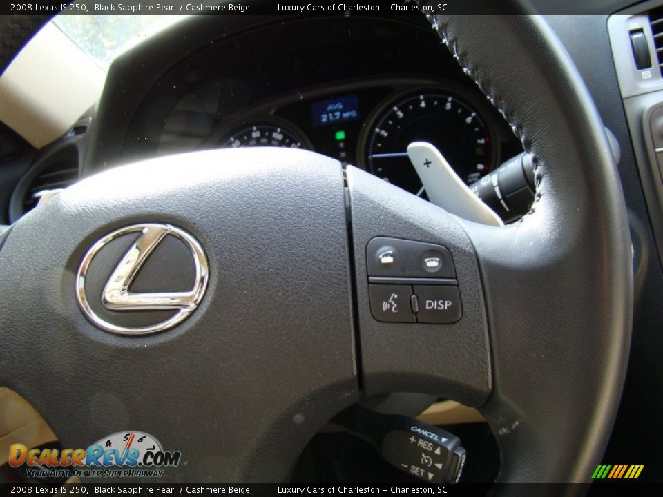 2008 Lexus IS 250 Black Sapphire Pearl / Cashmere Beige Photo #29