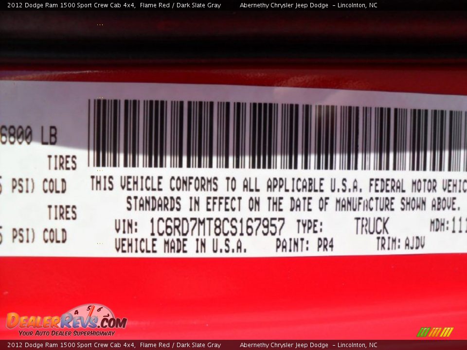 2012 Dodge Ram 1500 Sport Crew Cab 4x4 Flame Red / Dark Slate Gray Photo #6