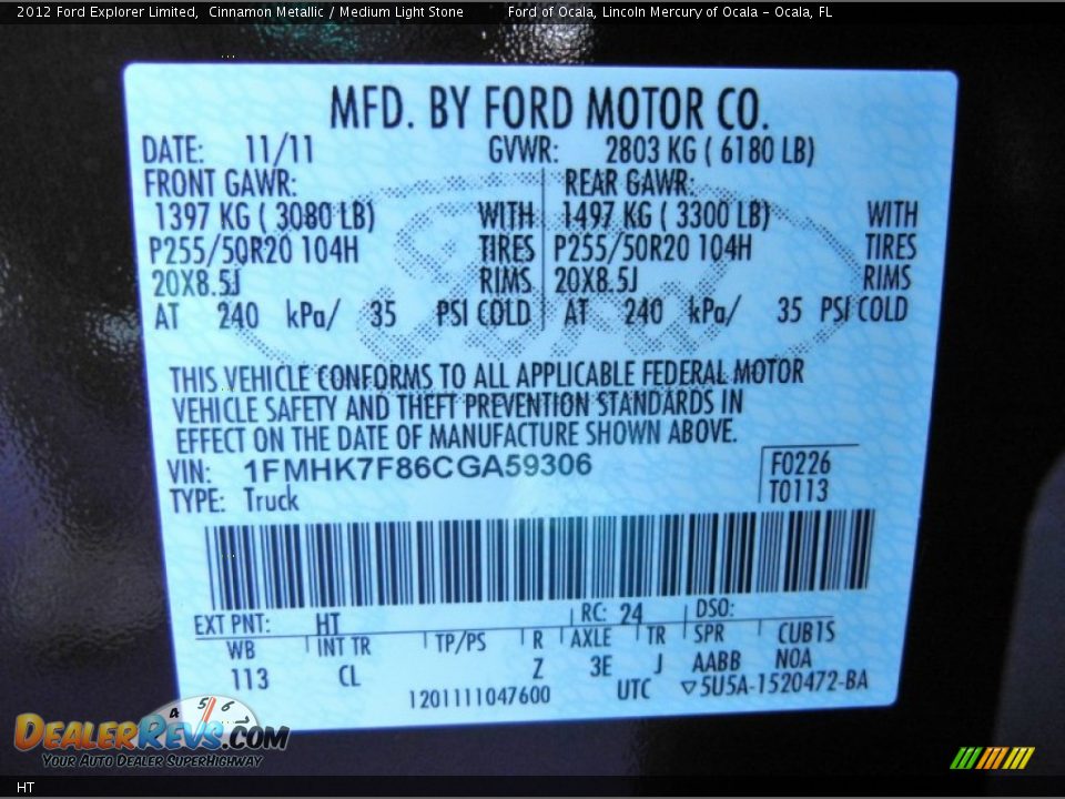 Ford Color Code HT Cinnamon Metallic