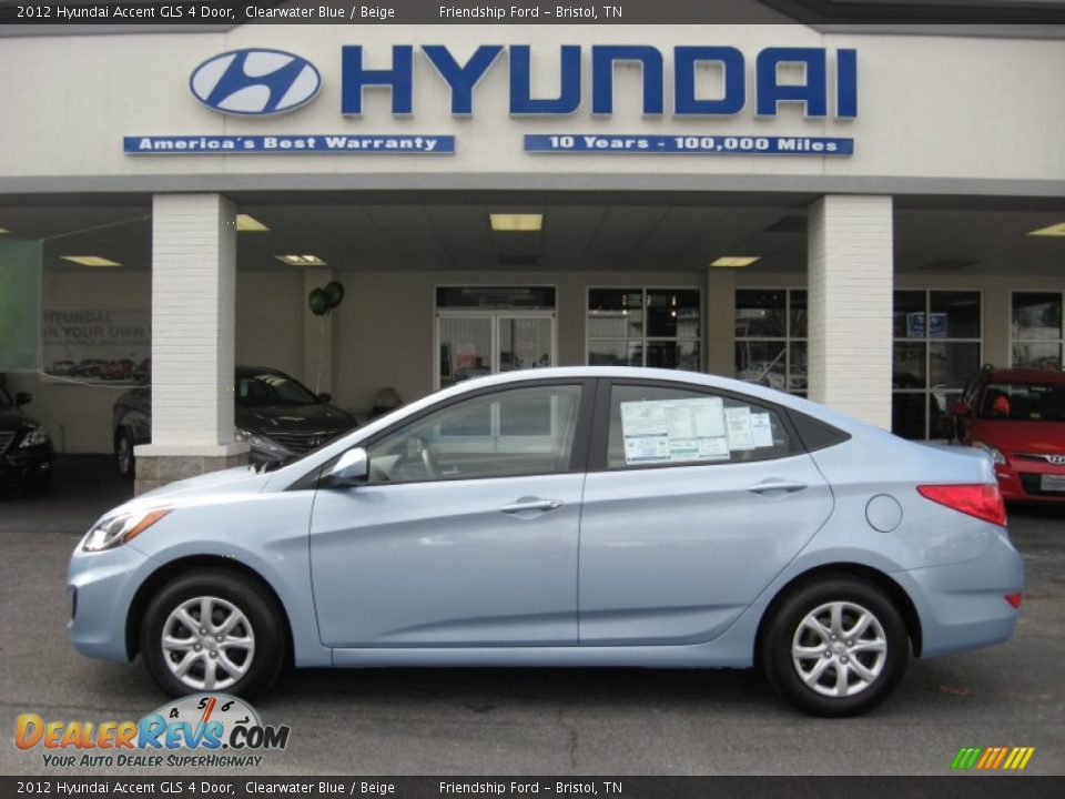 2012 Hyundai Accent GLS 4 Door Clearwater Blue / Beige Photo #1