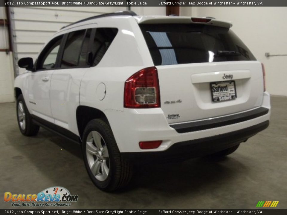 2012 Jeep Compass Sport 4x4 Bright White / Dark Slate Gray/Light Pebble Beige Photo #3