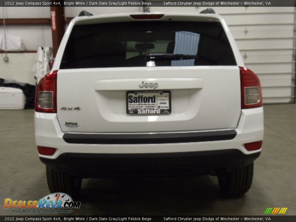 2012 Jeep Compass Sport 4x4 Bright White / Dark Slate Gray/Light Pebble Beige Photo #4