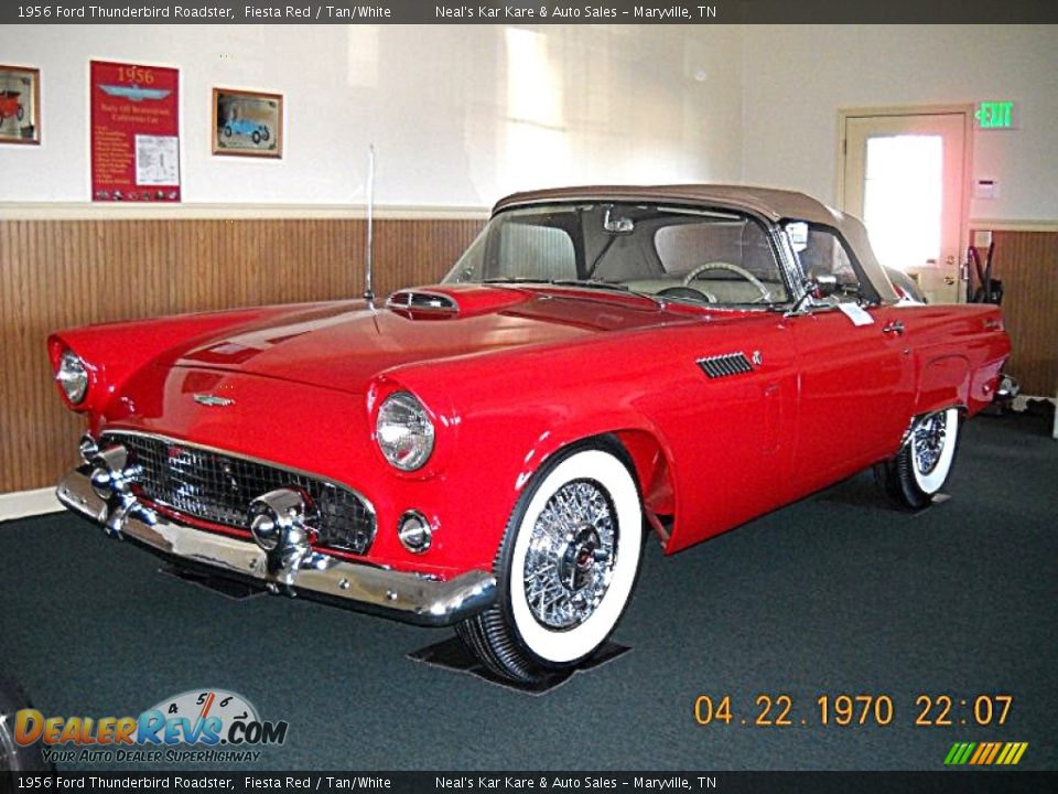 1956 Ford Thunderbird Roadster Fiesta Red / Tan/White Photo #2