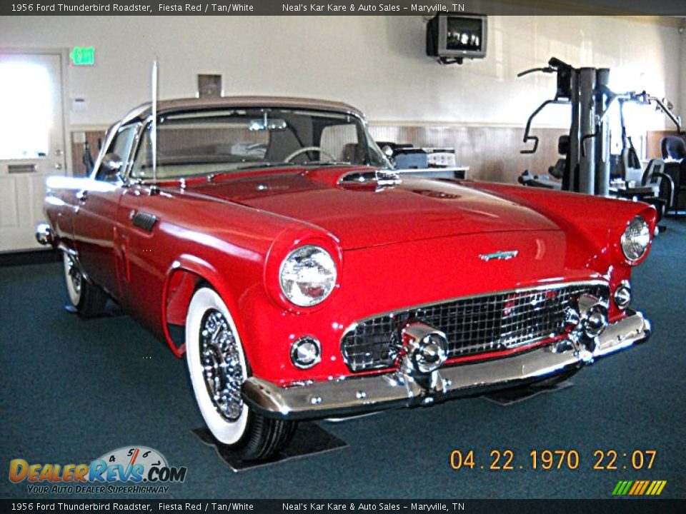 1956 Ford Thunderbird Roadster Fiesta Red / Tan/White Photo #3