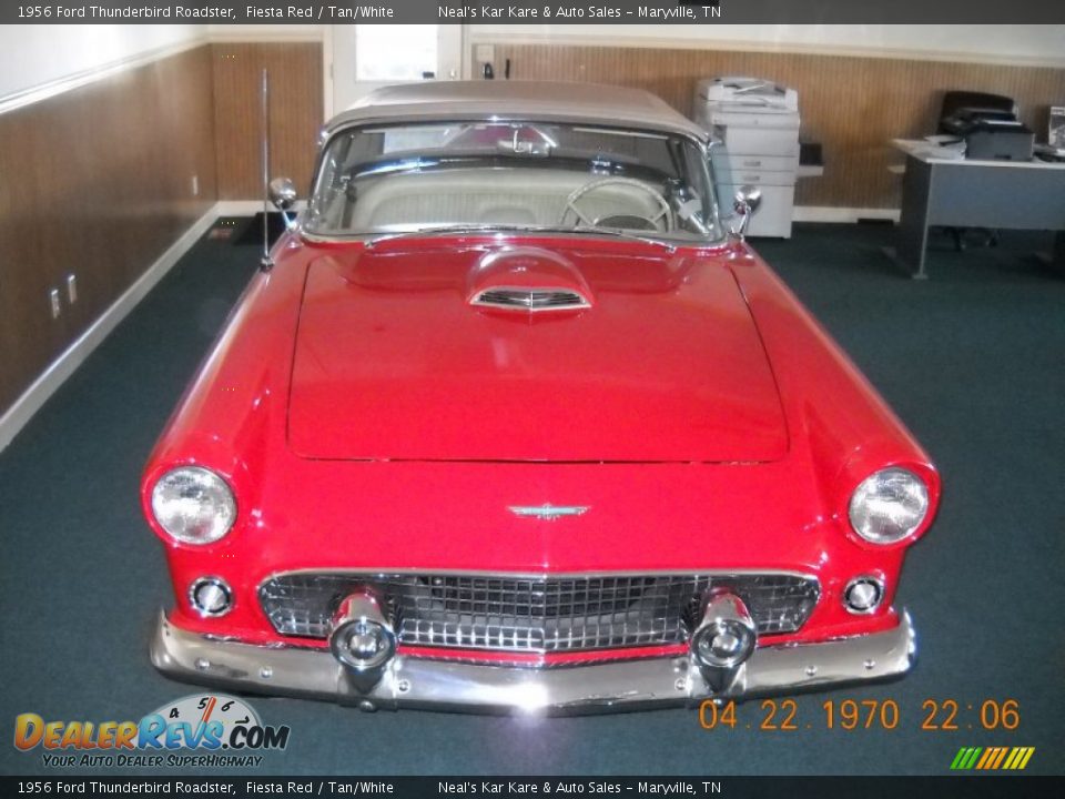 1956 Ford Thunderbird Roadster Fiesta Red / Tan/White Photo #4