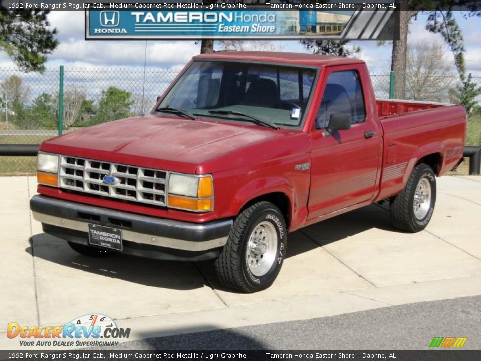 1992 Ford Ranger S Regular Cab Medium Cabernet Red Metallic / Light Graphite Photo #1