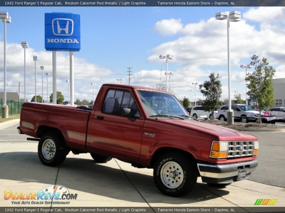 1992 Ford Ranger S Regular Cab Medium Cabernet Red Metallic / Light Graphite Photo #4