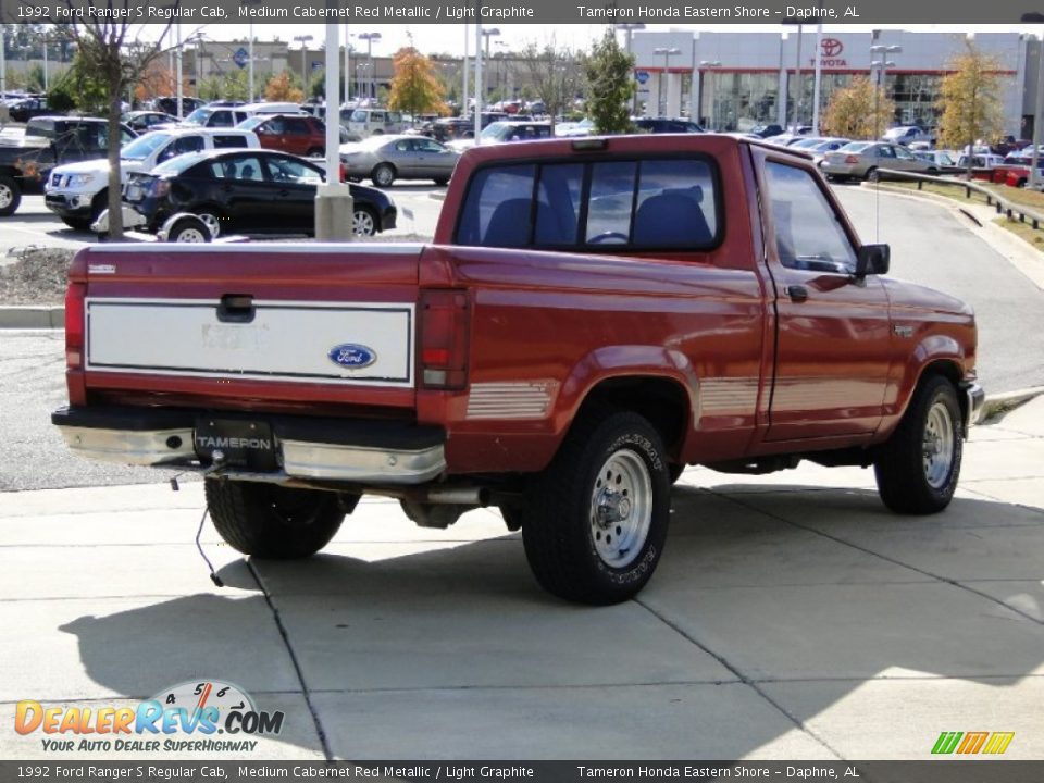 1992 Ford Ranger S Regular Cab Medium Cabernet Red Metallic / Light Graphite Photo #6