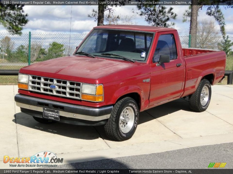 1992 Ford Ranger S Regular Cab Medium Cabernet Red Metallic / Light Graphite Photo #11