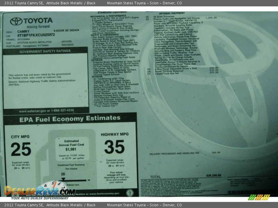 2012 Toyota Camry SE Attitude Black Metallic / Black Photo #15