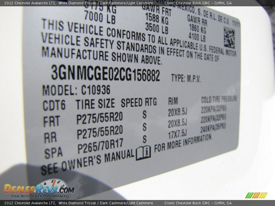 2012 Chevrolet Avalanche LTZ White Diamond Tricoat / Dark Cashmere/Light Cashmere Photo #19