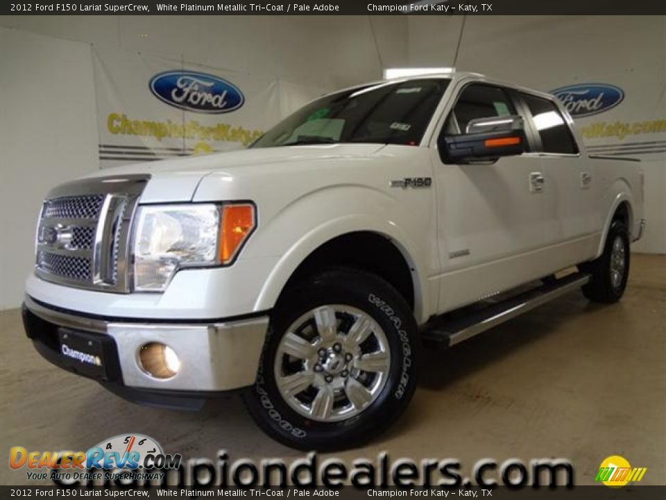 2012 Ford F150 Lariat SuperCrew White Platinum Metallic Tri-Coat / Pale Adobe Photo #1