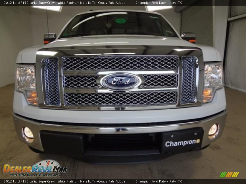 2012 Ford F150 Lariat SuperCrew White Platinum Metallic Tri-Coat / Pale Adobe Photo #2