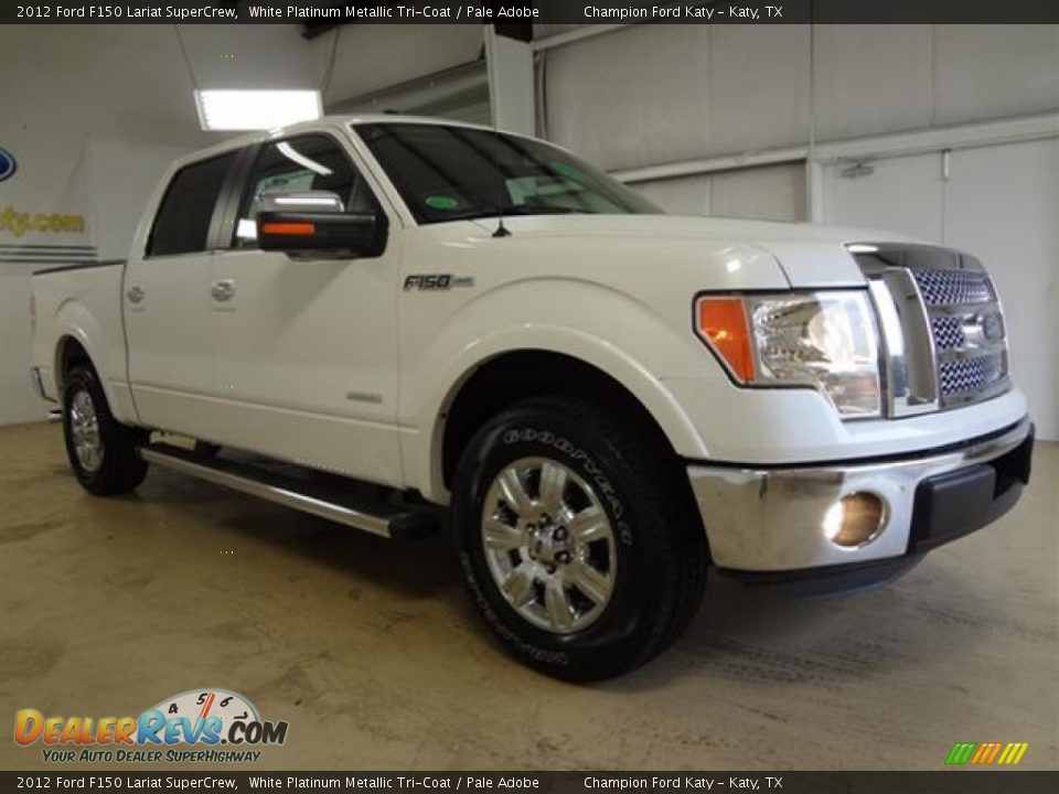 2012 Ford F150 Lariat SuperCrew White Platinum Metallic Tri-Coat / Pale Adobe Photo #3