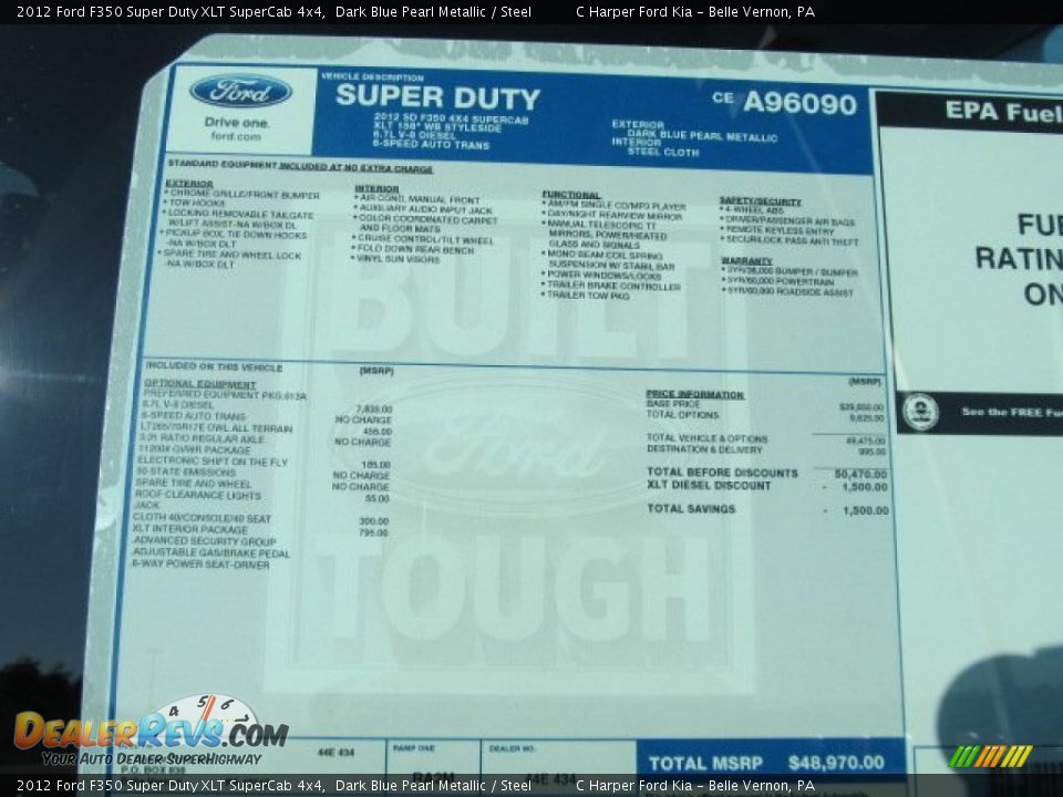 2012 Ford F350 Super Duty XLT SuperCab 4x4 Window Sticker Photo #6