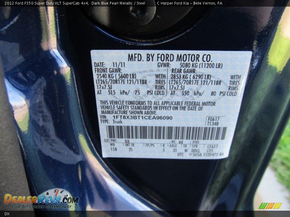 Ford Color Code DX Dark Blue Pearl Metallic
