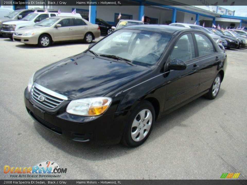 2008 Kia Spectra EX Sedan Black / Gray Photo #1