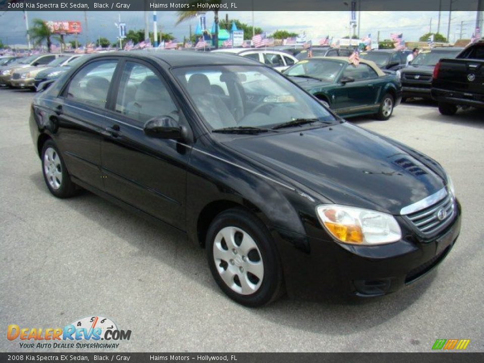 2008 Kia Spectra EX Sedan Black / Gray Photo #3