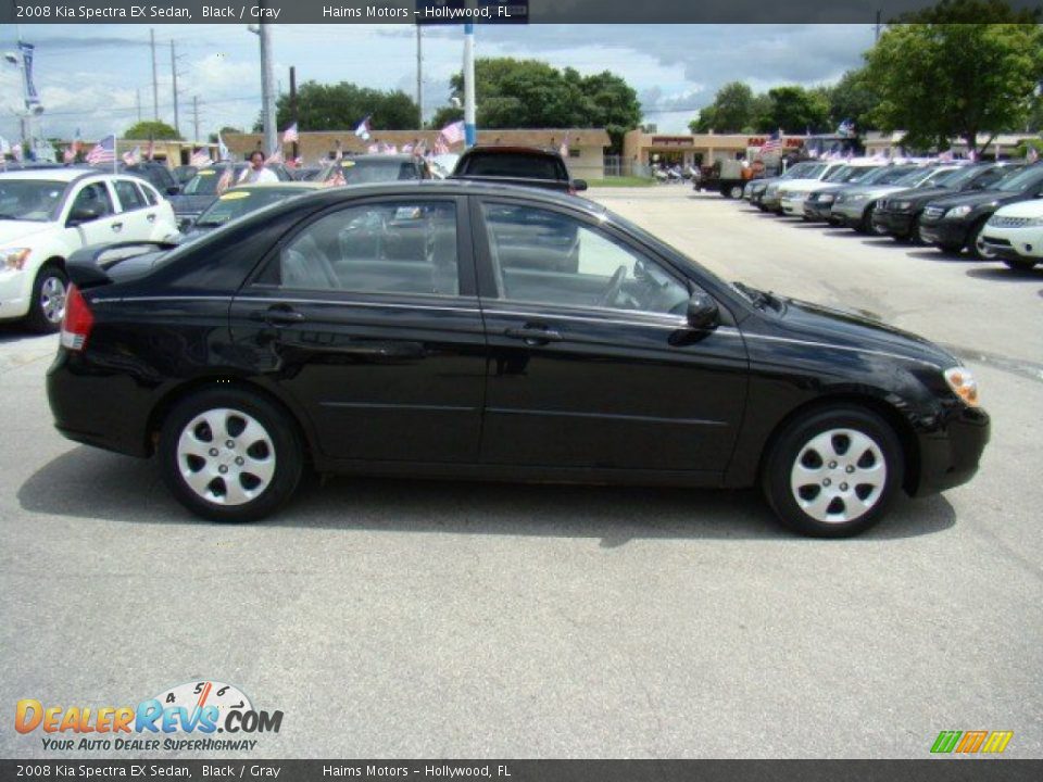 2008 Kia Spectra EX Sedan Black / Gray Photo #4