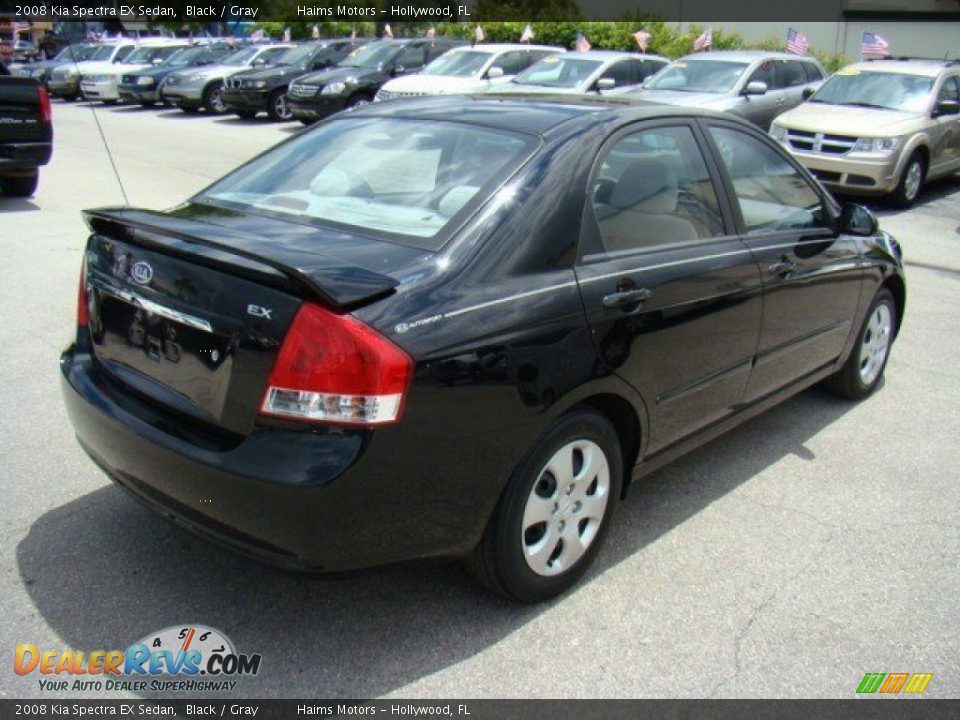 2008 Kia Spectra EX Sedan Black / Gray Photo #5