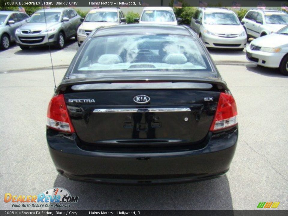 2008 Kia Spectra EX Sedan Black / Gray Photo #6