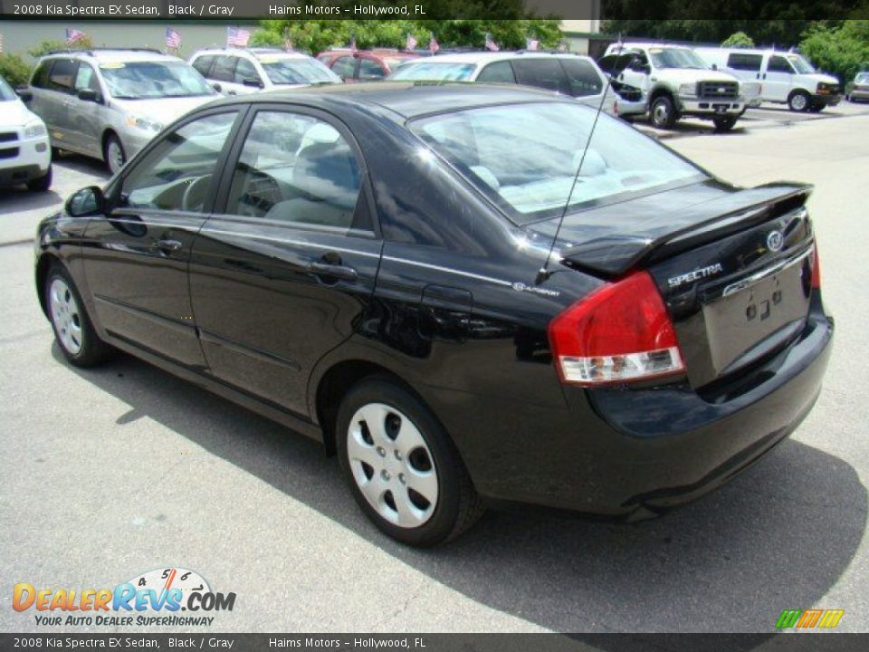 2008 Kia Spectra EX Sedan Black / Gray Photo #7