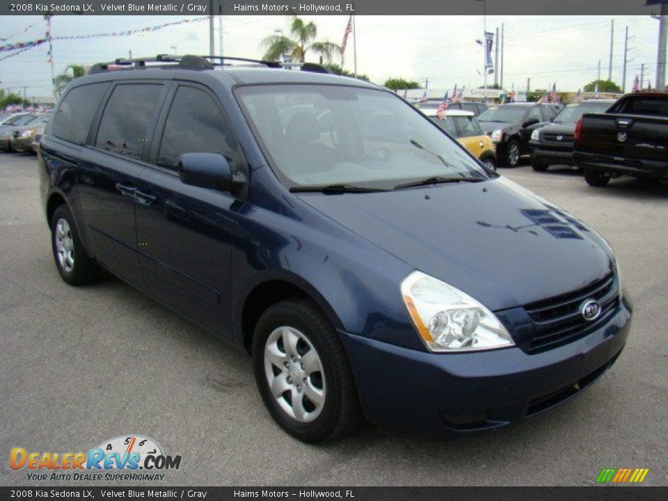 2008 Kia Sedona LX Velvet Blue Metallic / Gray Photo #3