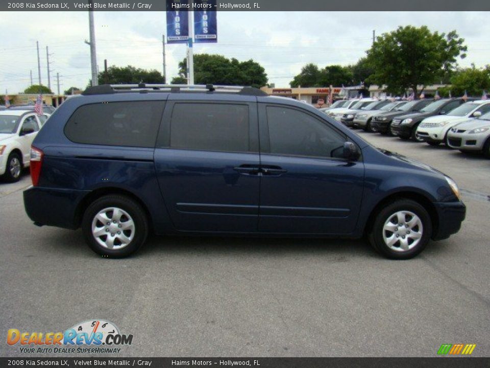 2008 Kia Sedona LX Velvet Blue Metallic / Gray Photo #4