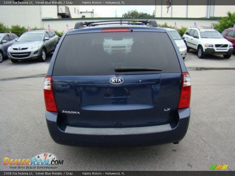 2008 Kia Sedona LX Velvet Blue Metallic / Gray Photo #6