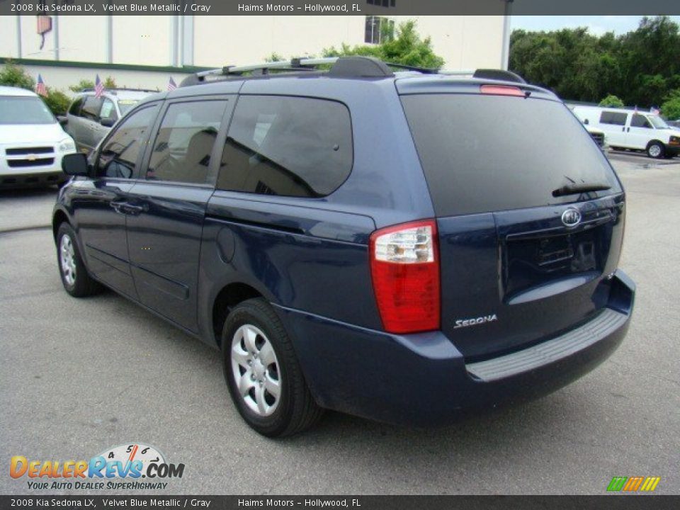 2008 Kia Sedona LX Velvet Blue Metallic / Gray Photo #7