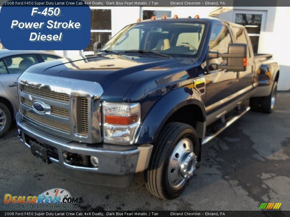 2008 Ford F450 Super Duty Lariat Crew Cab 4x4 Dually Dark Blue Pearl Metallic / Tan Photo #1