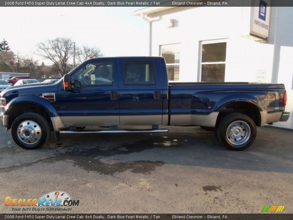 2008 Ford F450 Super Duty Lariat Crew Cab 4x4 Dually Dark Blue Pearl Metallic / Tan Photo #2