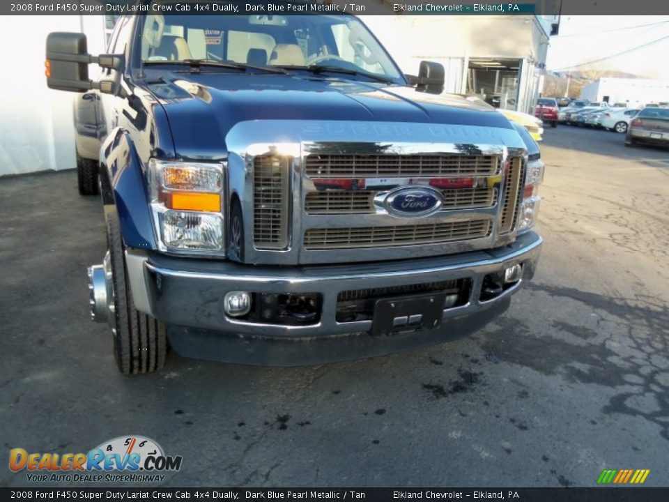 2008 Ford F450 Super Duty Lariat Crew Cab 4x4 Dually Dark Blue Pearl Metallic / Tan Photo #3