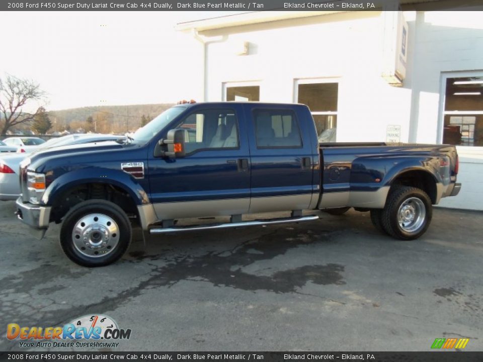 2008 Ford F450 Super Duty Lariat Crew Cab 4x4 Dually Dark Blue Pearl Metallic / Tan Photo #26